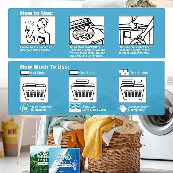 AIDEA Laundry Detergent Sheets, Fresh Linen Scent-(60 Loads) 30 Sheets, Eco-Friendly Laundry Detergent, No Plastic Jug, Lightweight, Easy To Use For Travel - Image 2