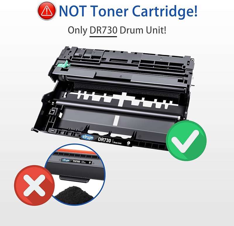 VIPSIM DR730 (Not Toner) Replacement for DR730 DR-730 DR 730 Drum to Use with MFC-L2750DW HL-L2370DW MFC-L2710DW HL-L2350DW DCP-L2550DW Printer (2 Black) - Image 2