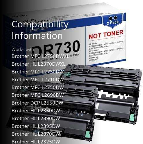 VIPSIM DR730 (Not Toner) Replacement for DR730 DR-730 DR 730 Drum to Use with MFC-L2750DW HL-L2370DW MFC-L2710DW HL-L2350DW DCP-L2550DW Printer (2 Black) - Image 3