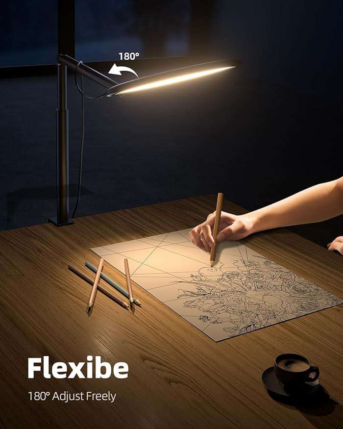 Weilisi 10.2" Desk Ring Light with Stand, 360° Rotate Desk Lamps for Home Office with C-Clamp, Flexible Height Desk Light, Adjust Arm Ring Light for Desk, Podcast, Gaming, Recording, Zoom Lighting - Image 4