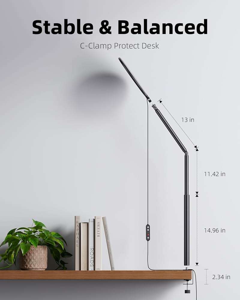 Weilisi 10.2" Desk Ring Light with Stand, 360° Rotate Desk Lamps for Home Office with C-Clamp, Flexible Height Desk Light, Adjust Arm Ring Light for Desk, Podcast, Gaming, Recording, Zoom Lighting - Image 5