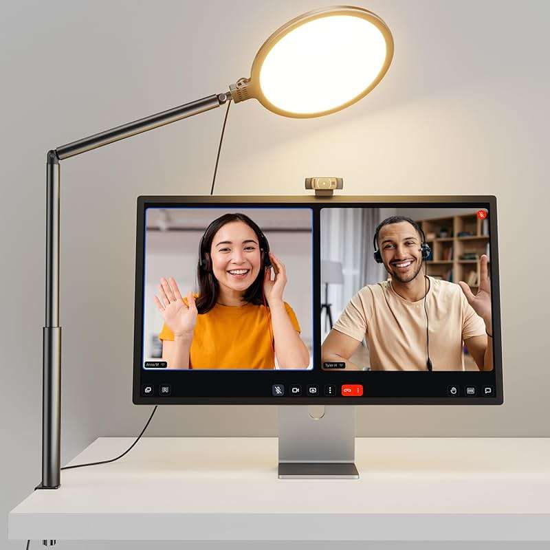 Weilisi 10.2" Desk Ring Light with Stand, 360° Rotate Desk Lamps for Home Office with C-Clamp, Flexible Height Desk Light, Adjust Arm Ring Light for Desk, Podcast, Gaming, Recording, Zoom Lighting - Image 8