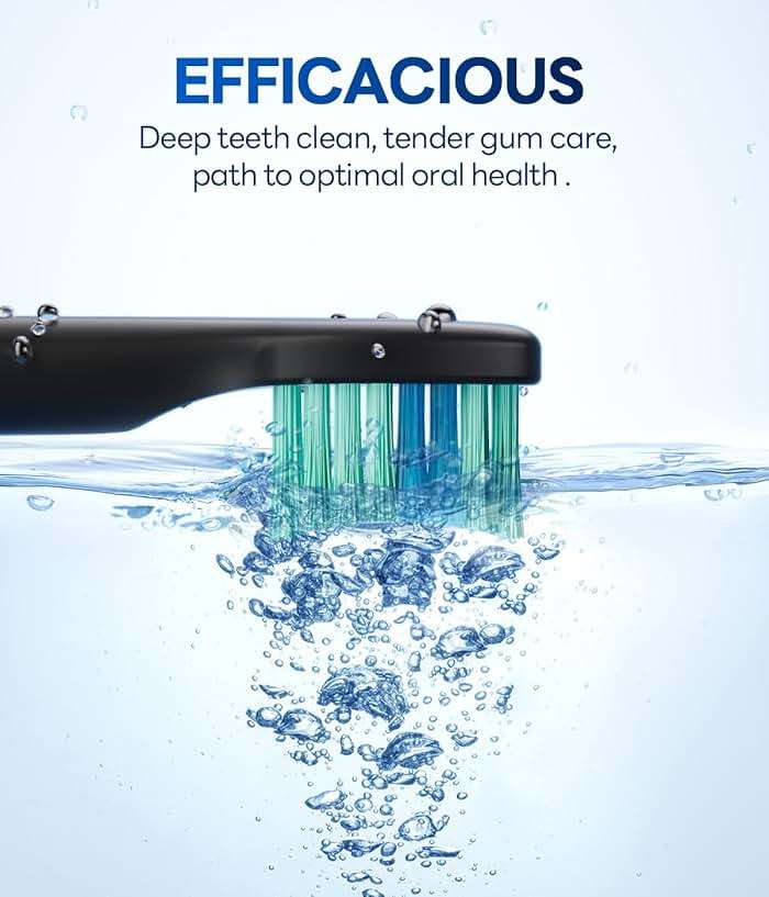 Bymore Electric Toothbrush for Adults, Sonic Rechargeable Toothbrush with 8 Brush Heads, 330-Day Battery, 5 Cleaning Modes & 2-Min Timer, Travel-Friendly Ultra Clean Design – Black - Image 5