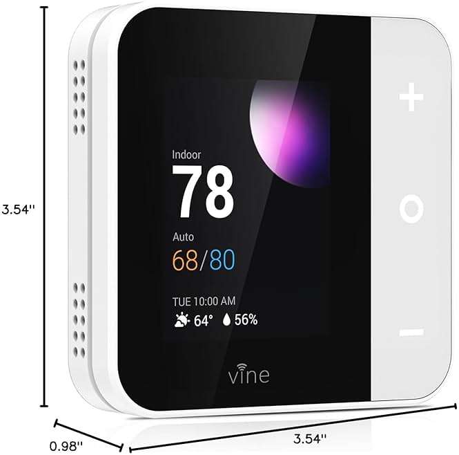 Vine Thermostat for Home with Touchscreen Color Display, WiFi Smart Thermostat Compatible with Alexa and Google Assistant, 7day/8period Programmable, Energy Saving, C-Wire Required, Screen Size 2.8" - Image 3
