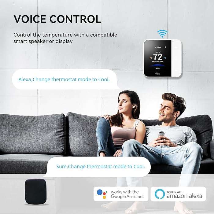 Vine Thermostat for Home with Touchscreen Color Display, WiFi Smart Thermostat Compatible with Alexa and Google Assistant, 7day/8period Programmable, Energy Saving, C-Wire Required, Screen Size 2.8" - Image 7