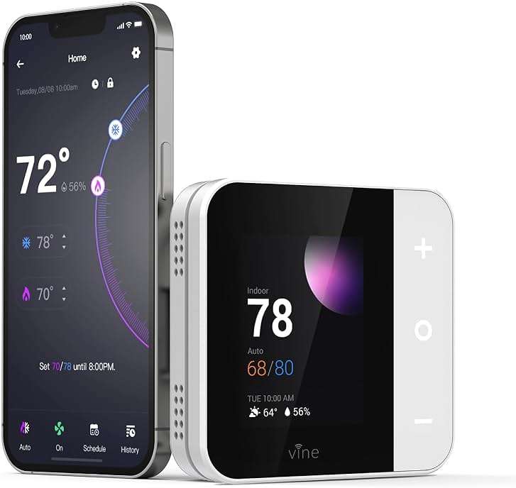 Vine Thermostat for Home with Touchscreen Color Display, WiFi Smart Thermostat Compatible with Alexa and Google Assistant, 7day/8period Programmable, Energy Saving, C-Wire Required, Screen Size 2.8" - Image 10