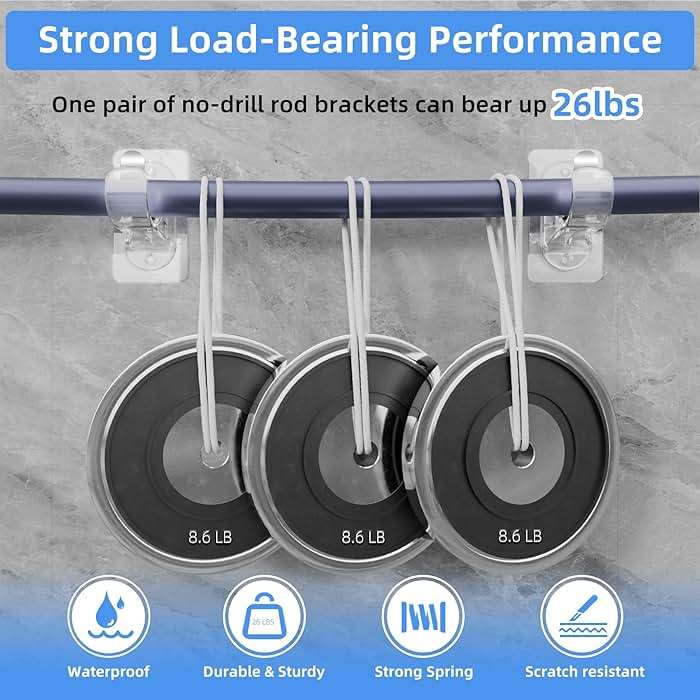 ANDGOO 6 Pack Adhesive Curtain Rod Holders, No Drilling Curtain Rod Brackets, Renter Friendly Curtain Hanger, Fits 0.5'' to 1.2'' Rods, Heavy Duty Curtain Rod Hooks for Apartment Bathroom Dorm Kitchen - Image 4