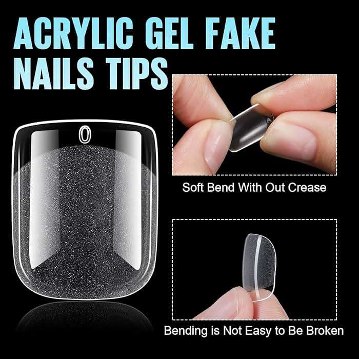 TOMICCA Short Nail Tips Extra Short Square Nail Tips, 192Pcs Fake Nails 12 Sizes Acrylic Clear Nails for Beginner and Professional DIY Gel Nails Salon - Image 4