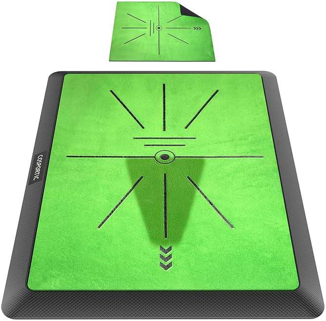 COSPOPTIC Golf Hitting Mat with Swing Path Feedback, Heavy-Duty Rubber Base Anti-Slip Golf Training Mat, Extra Replaceable Surface, Portable Practice Mat for Home Office Garage Yard Indoor Outdoor - Image 1
