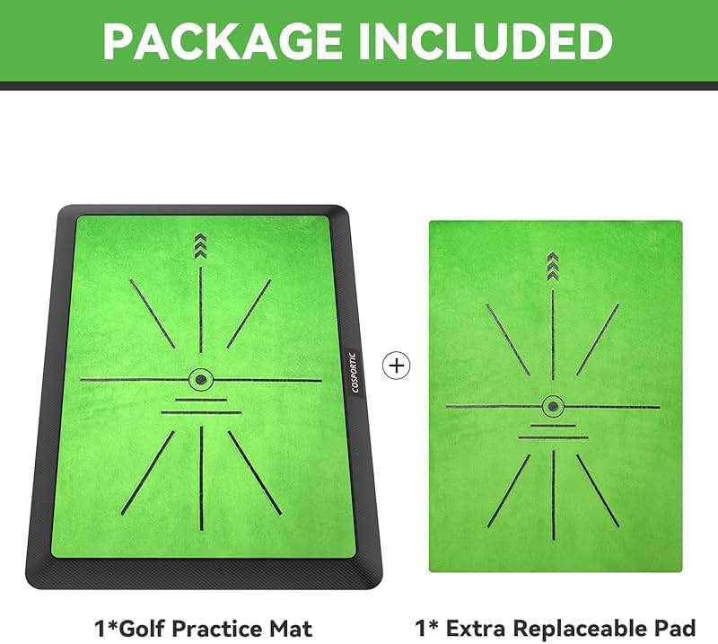 COSPOPTIC Golf Hitting Mat with Swing Path Feedback, Heavy-Duty Rubber Base Anti-Slip Golf Training Mat, Extra Replaceable Surface, Portable Practice Mat for Home Office Garage Yard Indoor Outdoor - Image 6