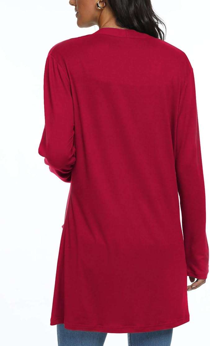 Womens Casual Lightweight with Pocketes Long Sleeve Open Front Cardigan - Image 5