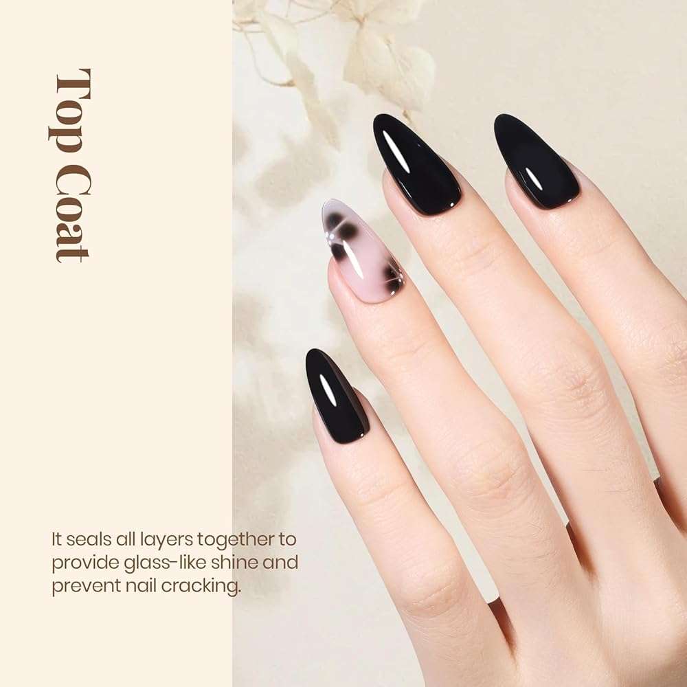 beetles Gel Polish 2Pcs 15ml No Wipe Top Coat Gel Nail Polish High Gloss Shiny Long-Lasting Clear Gel Top Coat, Soak Off Nail Lamp, Summer Nails Home DIY Manicure and Nail Salon Gifts for Women - Image 8