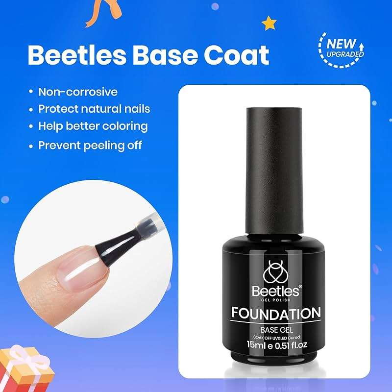 Beetles 3Pcs 15ml White Gel Nail Polish and No Wipe Gel Base & Top Coat Set, Soak Off UV Lamp and Long Lasting Glossy Coat French Manicure Art Design Kit - Image 4