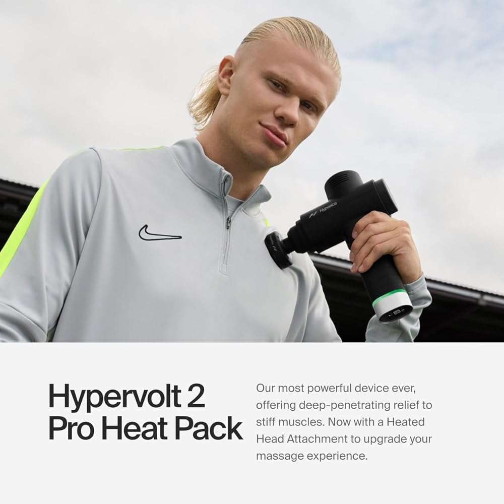 Hyperice Hypervolt 2 Pro and Heated Head - Featuring Quiet Glide Technology - Handheld Percussion Massage Gun | 5 Speeds, 5 Interchangeable Heads | Helps Relieve Sore Muscles and Stiffness - Image 2