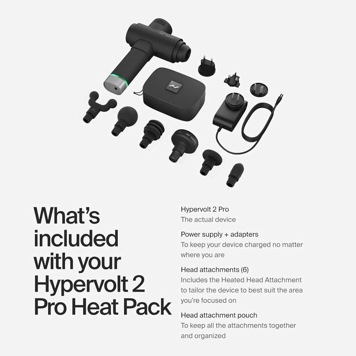 Hyperice Hypervolt 2 Pro and Heated Head - Featuring Quiet Glide Technology - Handheld Percussion Massage Gun | 5 Speeds, 5 Interchangeable Heads | Helps Relieve Sore Muscles and Stiffness - Image 3