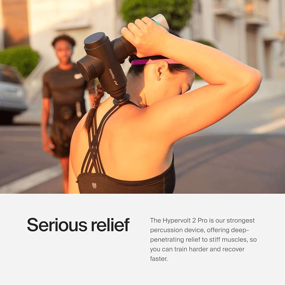 Hyperice Hypervolt 2 Pro and Heated Head - Featuring Quiet Glide Technology - Handheld Percussion Massage Gun | 5 Speeds, 5 Interchangeable Heads | Helps Relieve Sore Muscles and Stiffness - Image 5