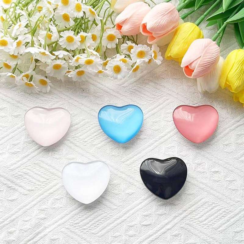 Heart Adhesive Phone Grip Holder, Cute Collapsible Glass Stick Phone Grip Stand Expanding Kickstand Suitable for Smartphones and Kindle e-Readers, 3D Love Sticky Grips, Blue - Image 7