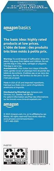 Amazon Basics Multipurpose Drawstring Trash Bags, 30 Gallon, Tear Resistant, 20 Count, Black - Image 3