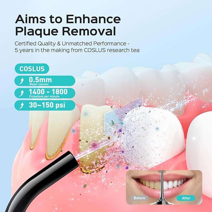 COSLUS Water Dental Flosser Pick for Teeth C30(FC5360): 4 Modes Cordless Portable 300ML Larger Tank Water Teeth Cleaner IPX7 Waterproof Flossing Cleaning Picks for Home Travel Black - Image 3