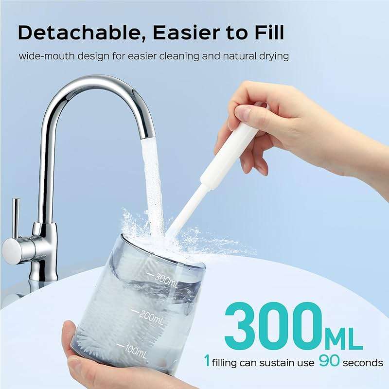 COSLUS Water Dental Flosser Pick for Teeth C30(FC5360): 4 Modes Cordless Portable 300ML Larger Tank Water Teeth Cleaner IPX7 Waterproof Flossing Cleaning Picks for Home Travel Black - Image 5