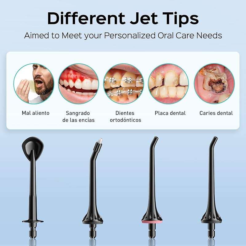 COSLUS Water Dental Flosser Pick for Teeth C30(FC5360): 4 Modes Cordless Portable 300ML Larger Tank Water Teeth Cleaner IPX7 Waterproof Flossing Cleaning Picks for Home Travel Black - Image 9