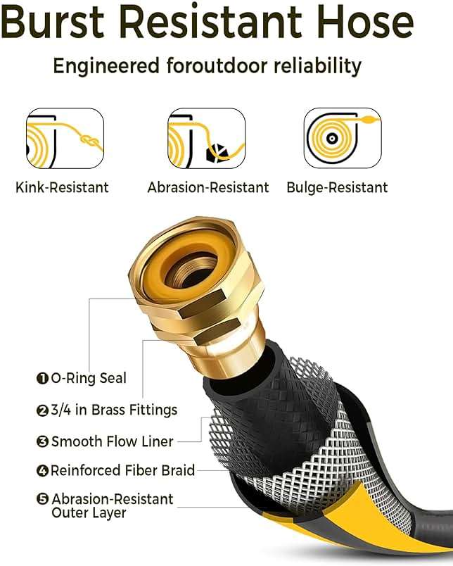 GLAHODEN Retractable Garden Hose Reel 1/2 in x 115 ft, 2025 Upgraded Dual Ratchet Lock UV & Freeze Protection Brass Seal Slow Retraction Anti-Tangle Hose 180°Swivel Reinforced Scaffold Wall Mount - Image 3