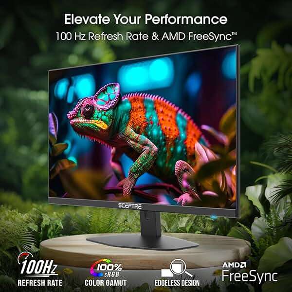 New! Sceptre 27-inch Gaming Monitor 100Hz 1ms DisplayPort HDMI x2 100% sRGB AMD FreeSync Build-in Speakers, Eye Care Frameless Machine Black 2025 (E275W-FW100T Series) - Image 2