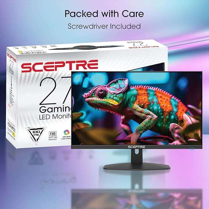 New! Sceptre 27-inch Gaming Monitor 100Hz 1ms DisplayPort HDMI x2 100% sRGB AMD FreeSync Build-in Speakers, Eye Care Frameless Machine Black 2025 (E275W-FW100T Series) - Image 3