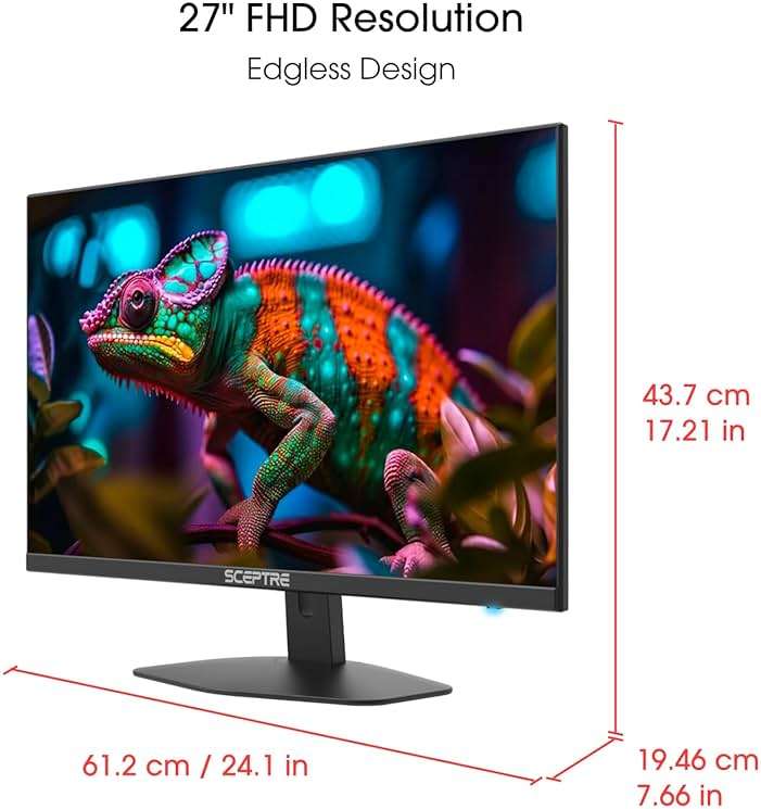 New! Sceptre 27-inch Gaming Monitor 100Hz 1ms DisplayPort HDMI x2 100% sRGB AMD FreeSync Build-in Speakers, Eye Care Frameless Machine Black 2025 (E275W-FW100T Series) - Image 5