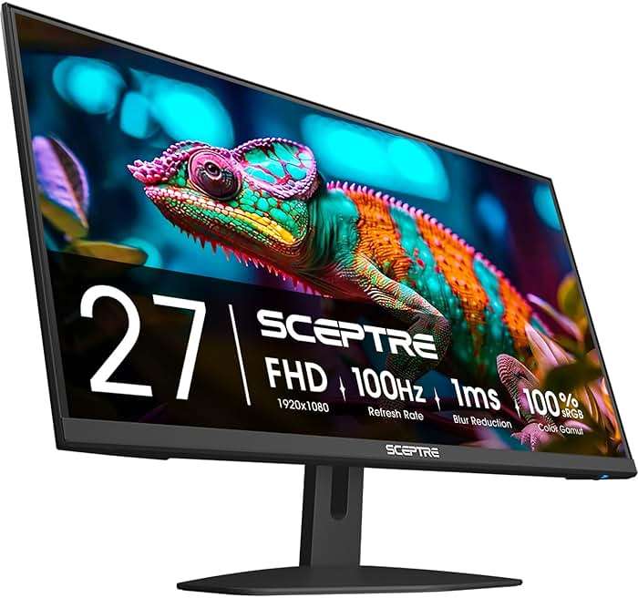 New! Sceptre 27-inch Gaming Monitor 100Hz 1ms DisplayPort HDMI x2 100% sRGB AMD FreeSync Build-in Speakers, Eye Care Frameless Machine Black 2025 (E275W-FW100T Series) - Image 6
