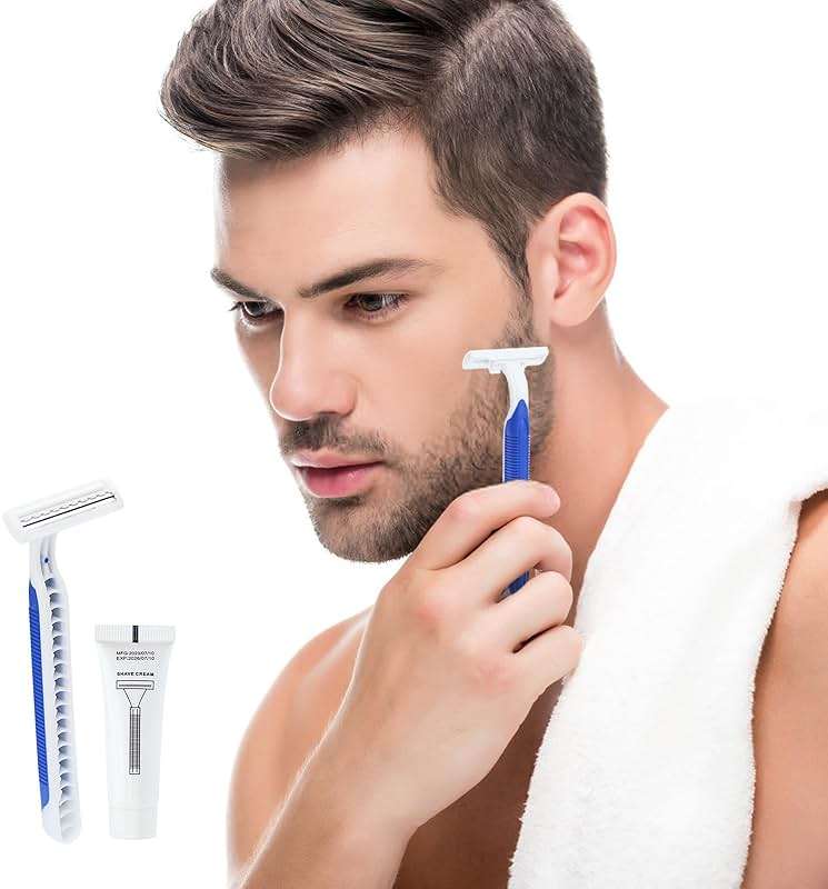 Disposable Razors in Bulk Pack of 60,Blue Disposable Shaving Razors Individual Wrapped Twin Blade Bulk Disposable Razors with Clear Cap and 10g Shaving Cream for Homeless,Hotel,Travel,Charity,Shelter - Image 2