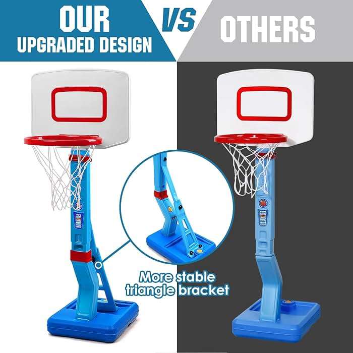 SUPER JOY Toddler Basketball Hoop - Height Adjustable Kids Basketball Hoops for Indoor & Outdoor Play - Portable Mini Basketball Goal for Poolside- Game Sport Toys for Boys & Girls Age 1 2 3 4 5 - Image 3