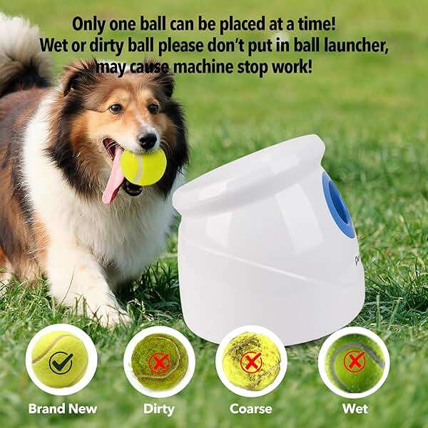 Pet Prime Dog Automatic Ball Launcher for Large Dogs Ball Thrower Machine Outdoor Indoor Use Interactive Dog Toy Adjustable Distance 10-40ft - Included 6 PCS 2.5” Tennis Balls and a Whistle - Image 6