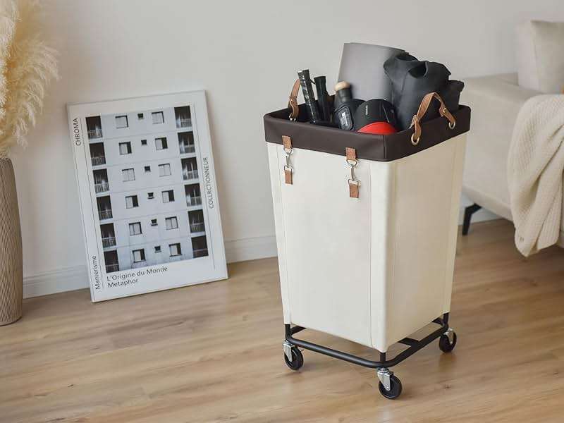 StorageWorks 160L Laundry Basket with Wheels, Large Rolling Hampers for Clothing Organizer, Dirty Clothes Basket for Hotel, Home, Closet, Dorm, Beige - Image 6