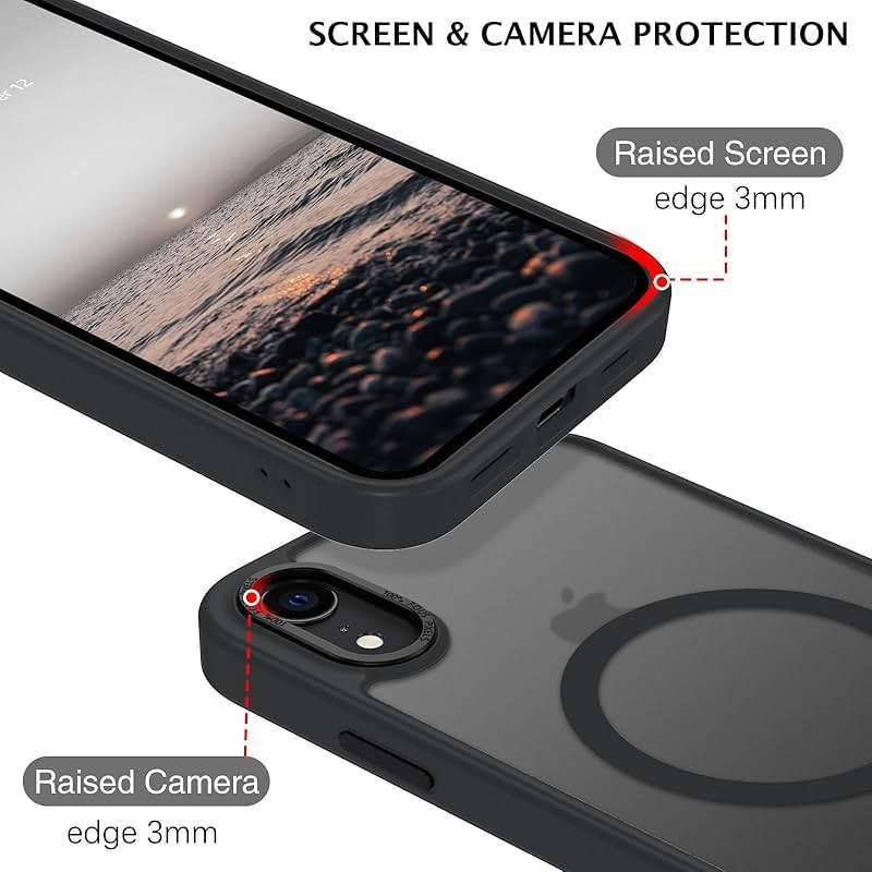 Telaso for iPhone XR Phone Case, iPhone XR Phone Case Compatible with Magsafe Translucent Matte Back Soft TPU Bumper Military Grade Protective Magnetic Case for Men Women, Black - Image 4