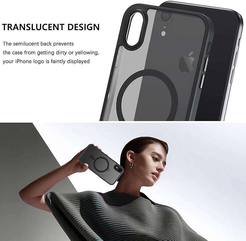 Telaso for iPhone XR Phone Case, iPhone XR Phone Case Compatible with Magsafe Translucent Matte Back Soft TPU Bumper Military Grade Protective Magnetic Case for Men Women, Black - Image 5