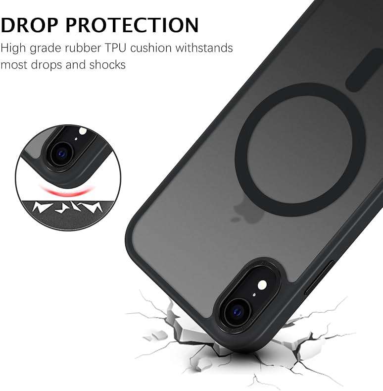 Telaso for iPhone XR Phone Case, iPhone XR Phone Case Compatible with Magsafe Translucent Matte Back Soft TPU Bumper Military Grade Protective Magnetic Case for Men Women, Black - Image 7