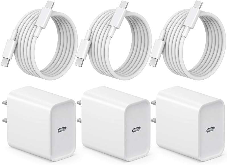 iPhone 17 16 15 Charger Fast Charging 3+3Pack Type C Charger USB C Chargers Block with 6FT Cable for iPhone Air/17/17 Plus/17 Pro/17 Pro Max/16/16 Plus/16 Pro/16 Pro Max/15/15 Pro Max/iPad Pro - Image 1
