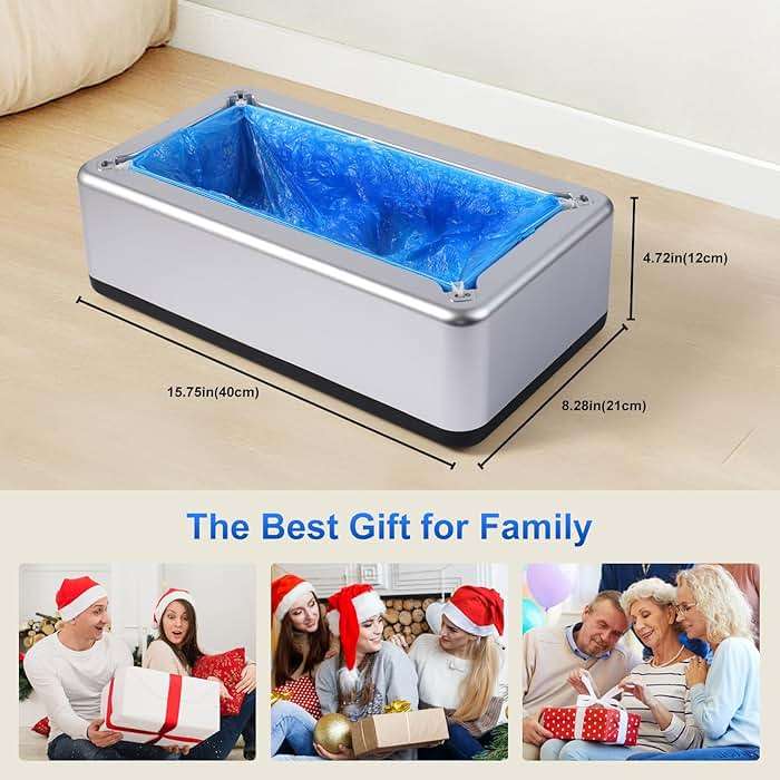 Shoe Covers Dispenser with 200pcs Shoe Cover Disposable Non Slip, User-Friendly and Reliable Shoe Cover Machine, Fits Size Up to 11 US Men, Widely Applicable in Indoor(Silver) - Image 2