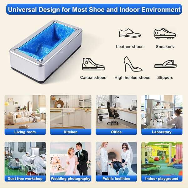 Shoe Covers Dispenser with 200pcs Shoe Cover Disposable Non Slip, User-Friendly and Reliable Shoe Cover Machine, Fits Size Up to 11 US Men, Widely Applicable in Indoor(Silver) - Image 7