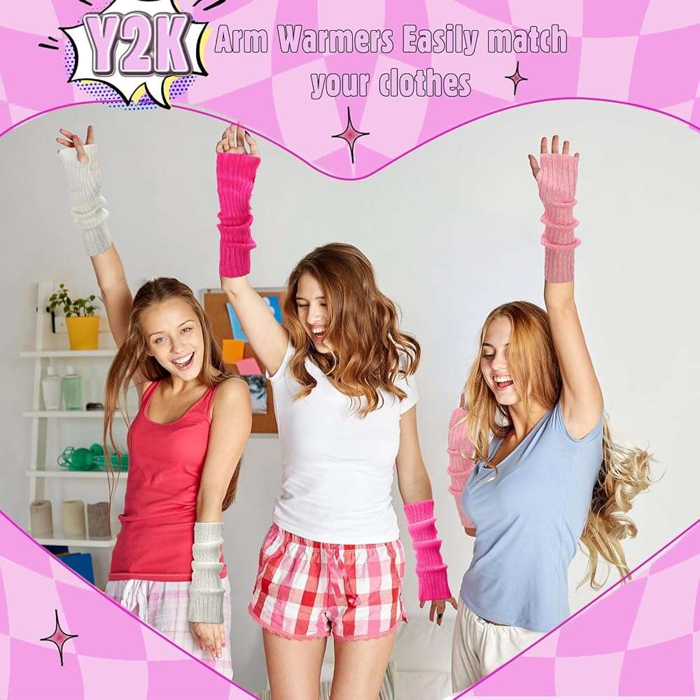 Berlune 6 Pairs Arm Warmers Kawaii Sleeves Cute Y2k Harajuku Japanese Style for Women Girls Lolita Costume School, 6 Colors - Image 4