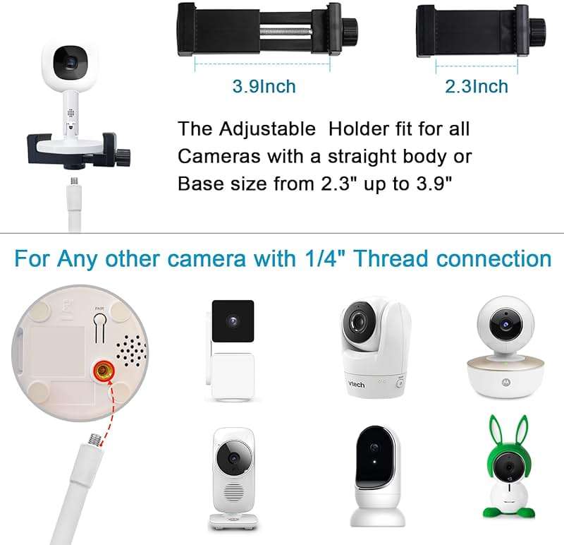 AISVAN Adjustable Height Baby Monitor Floor Stand Holder for Hellobaby HB6560/HB6550 HB65/HB66/HB248 Baby Monitor and Also Compatible with The Nanit Pro Smart Monitor & Flex Stand - Image 4