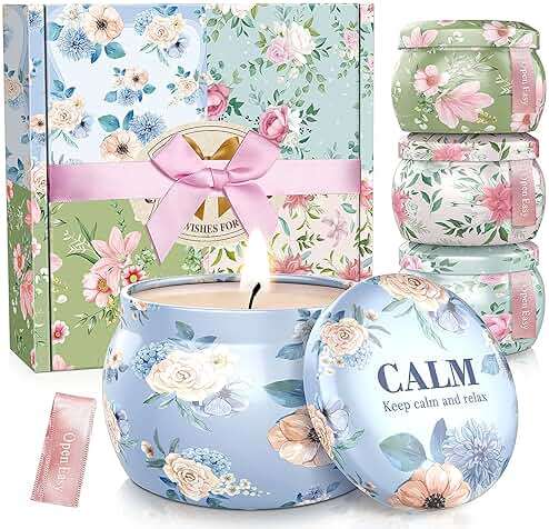 BlissfulOasis Scented Candles Set, 17.6 oz 4 Pack Home Scented Candles, 100-120 Hours Candle Set for Men Dad Women, Long Lasting Soy Wax Aromatherapy Gift for Birthday, Fathers Day, Mother's Day - Image 1
