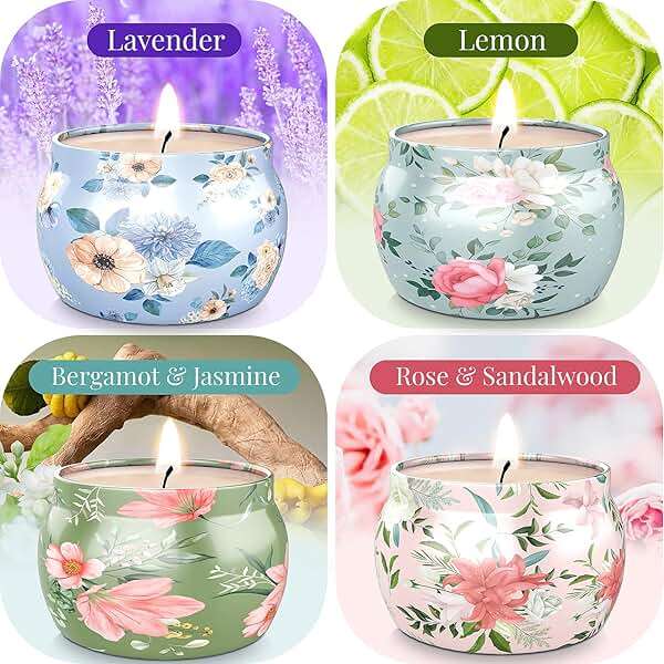 BlissfulOasis Scented Candles Set, 17.6 oz 4 Pack Home Scented Candles, 100-120 Hours Candle Set for Men Dad Women, Long Lasting Soy Wax Aromatherapy Gift for Birthday, Fathers Day, Mother's Day - Image 3
