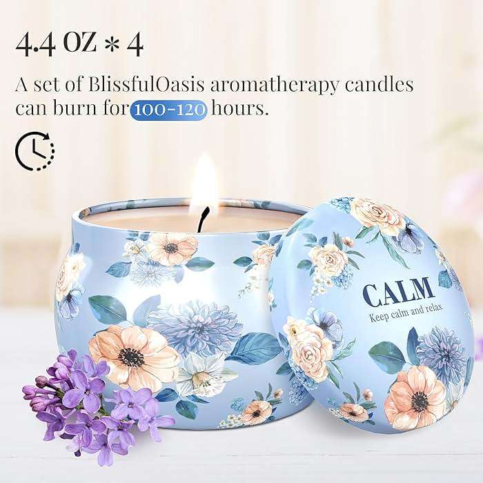BlissfulOasis Scented Candles Set, 17.6 oz 4 Pack Home Scented Candles, 100-120 Hours Candle Set for Men Dad Women, Long Lasting Soy Wax Aromatherapy Gift for Birthday, Fathers Day, Mother's Day - Image 5