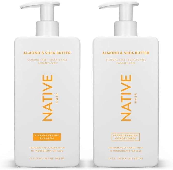 Native Shampoo and Conditioner Contain Naturally Derived Ingredients| All Hair Type Color & Treated, Fine to Dry Damaged, Sulfate & Dye Free - Almond & Shea Butter, 16.5 fl oz each (2 pack) - Image 2