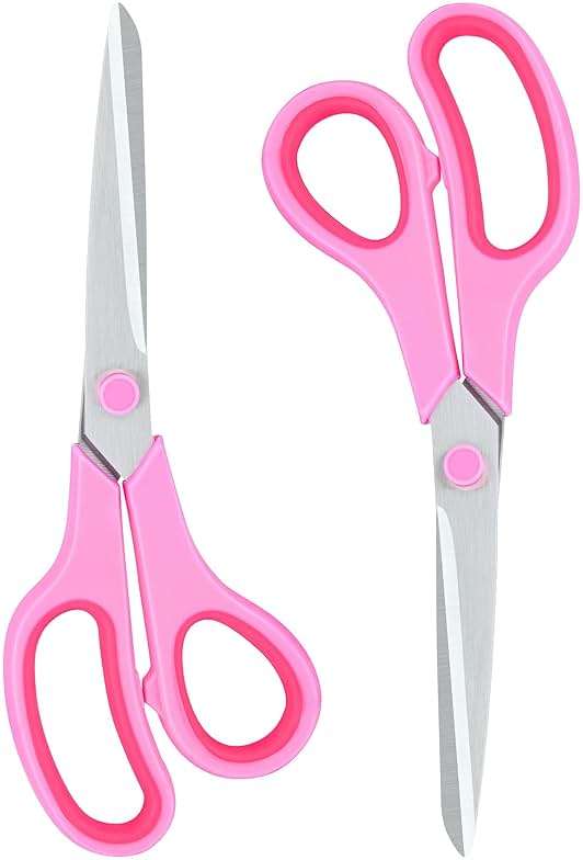 Scissors for Office Home School Craft Sewing Fabric Supplies(Pink), 8 Inch - Image 1