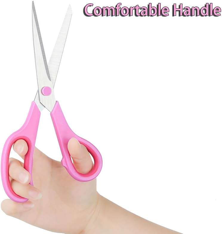 Scissors for Office Home School Craft Sewing Fabric Supplies(Pink), 8 Inch - Image 4