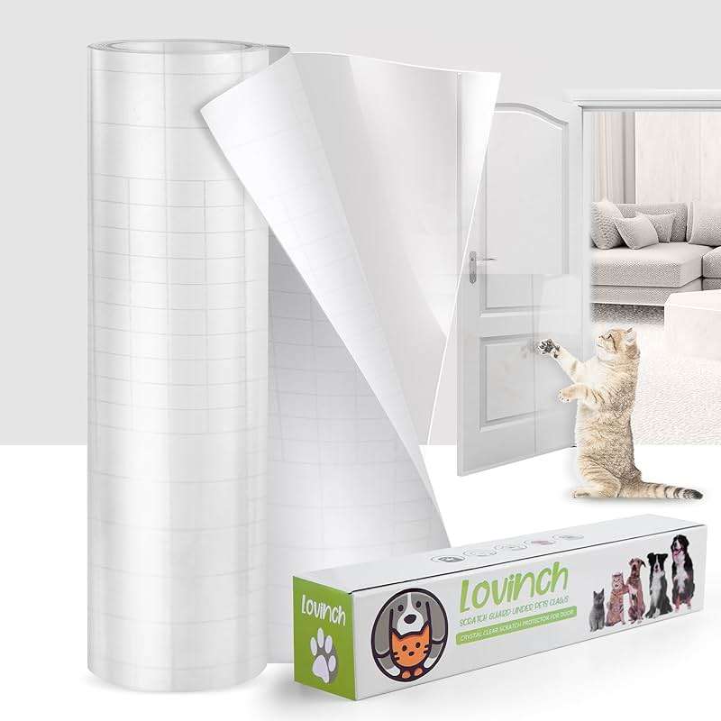 Lovinch [Thicken Vinyl] Anti Cat Scratch Furniture Protector, Single-Sided Sticky Couch Protector for Cats, Flexible Couch Corner Guard Under Cats Claw, Cat Scratch Deterrent Tape-(160" x 12.4") - Image 1