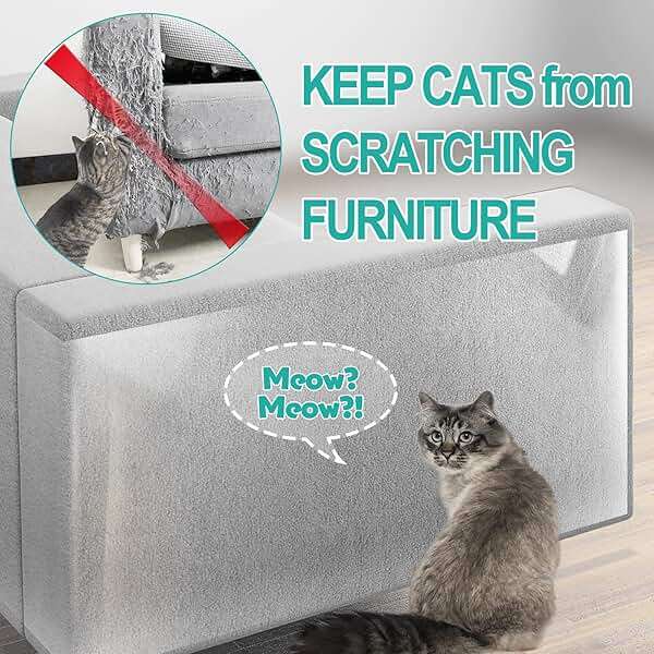 Lovinch [Thicken Vinyl] Anti Cat Scratch Furniture Protector, Single-Sided Sticky Couch Protector for Cats, Flexible Couch Corner Guard Under Cats Claw, Cat Scratch Deterrent Tape-(160" x 12.4") - Image 2